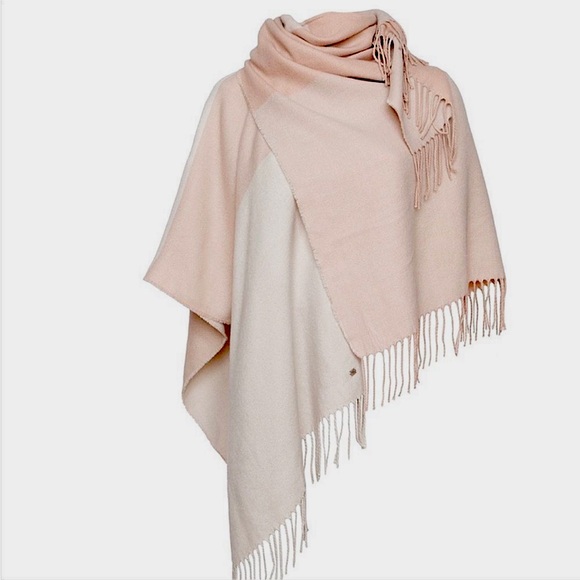 New SOIA & KYO woven color blocked open wrap/scarf/cardigan with fringe trim - Picture 9 of 10